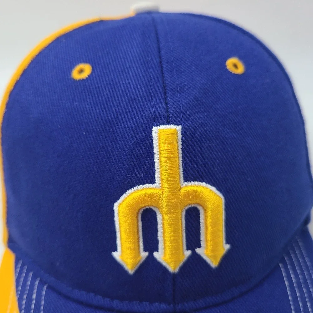 Kids Seattle Mariners Hat Adjustable 47 Brand Blue Yellow Cooperstown Trident